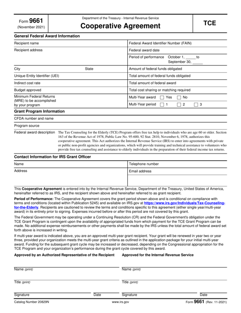 IRS Form 9661 Cooperative Agreement