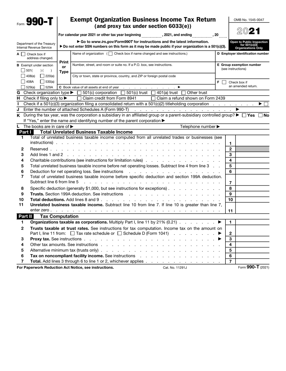 IRS Form 990-T - 2021 - Fill Out, Sign Online and Download Fillable PDF ...