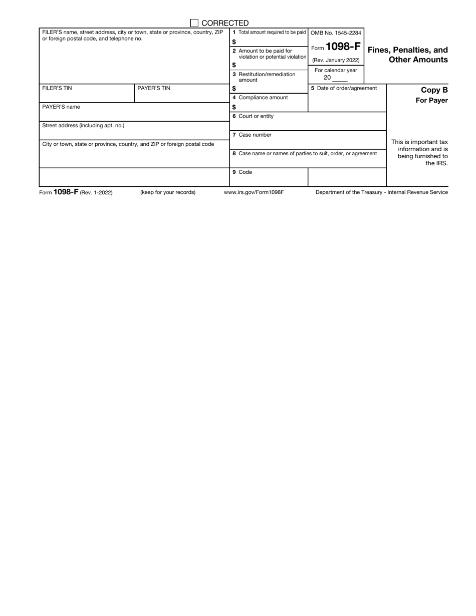 IRS Form 1098-F Fines, Penalties and Other Amounts, Page 3