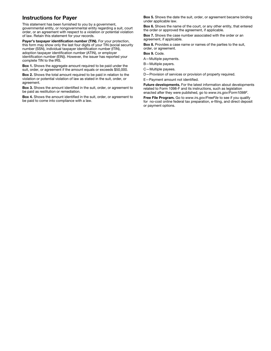 IRS Form 1098-F Fines, Penalties and Other Amounts, Page 4