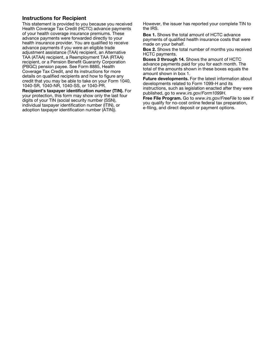 IRS Form 1099-H Health Coverage Tax Credit (Hctc) Advance Payments, Page 3