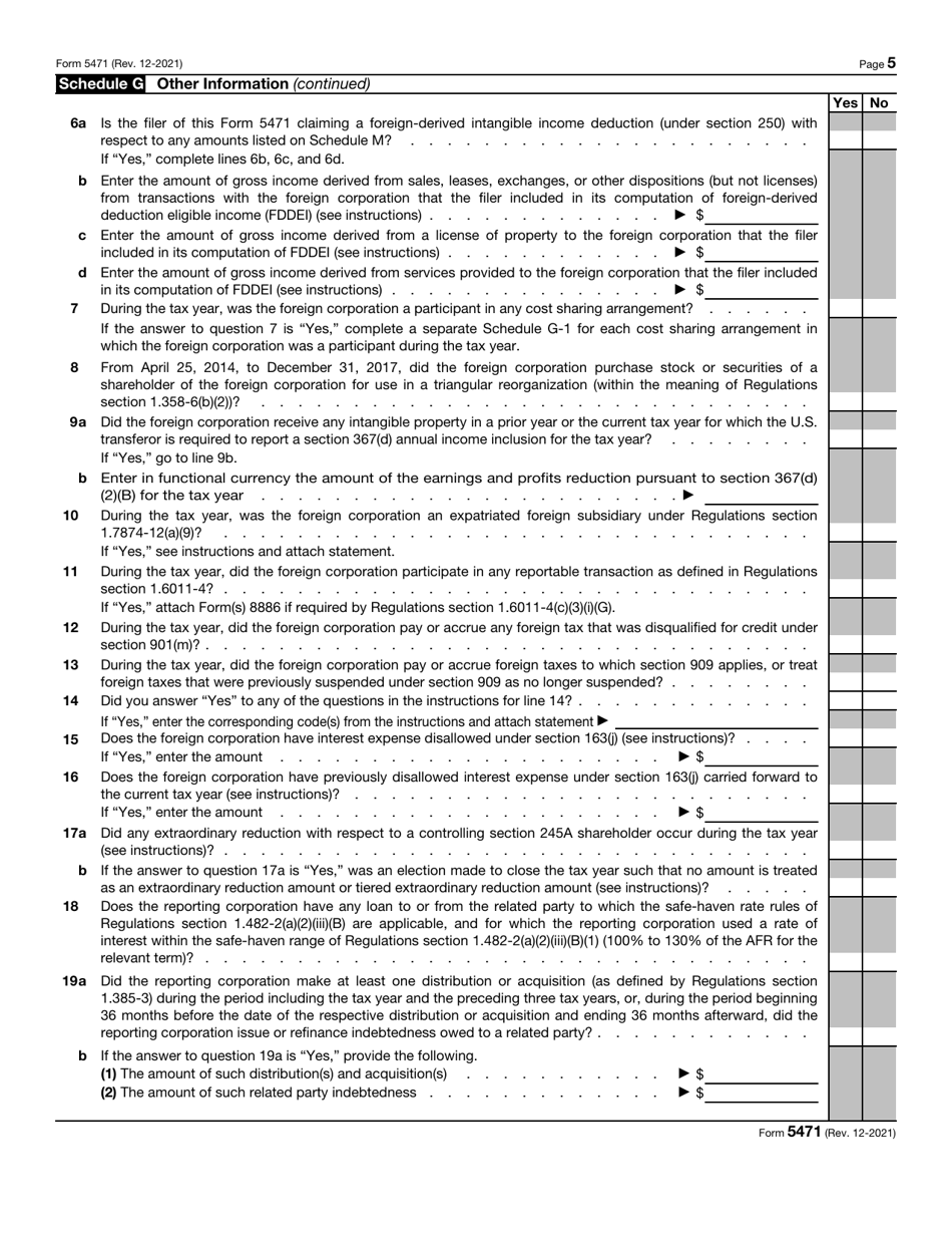 IRS Form 5471 Information Return of U.S. Persons With Respect to Certain Foreign Corporations, Page 5