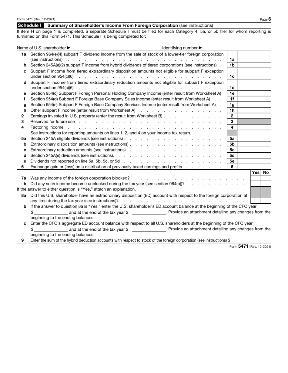 IRS Form 5471 Information Return of U.S. Persons With Respect to Certain Foreign Corporations, Page 6
