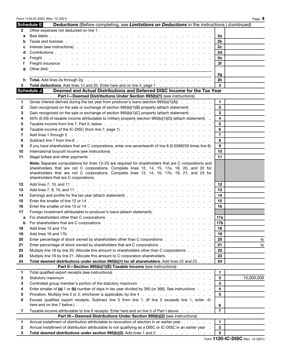 IRS Form 1120-IC-DISC Download Fillable PDF or Fill Online Interest ...