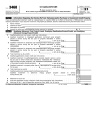 Document preview: IRS Form 3468 Investment Credit