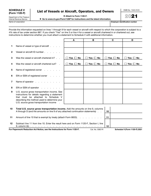 IRS Form 1120-F Schedule V 2021 Printable Pdf