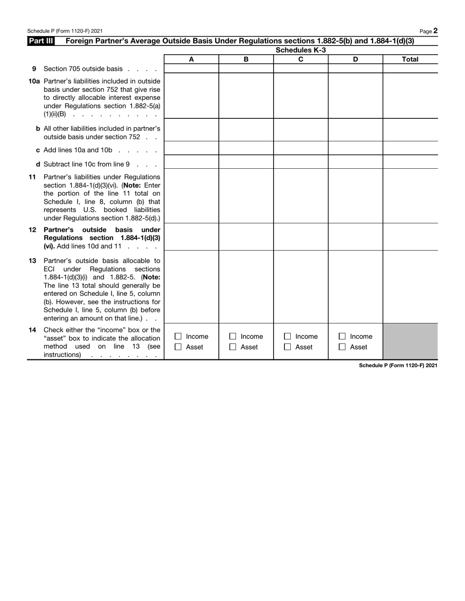 IRS Form 1120-F Schedule P List of Foreign Partner Interests in Partnerships, Page 2