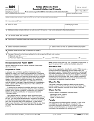 Document preview: IRS Form 8899 Notice of Income From Donated Intellectual Property