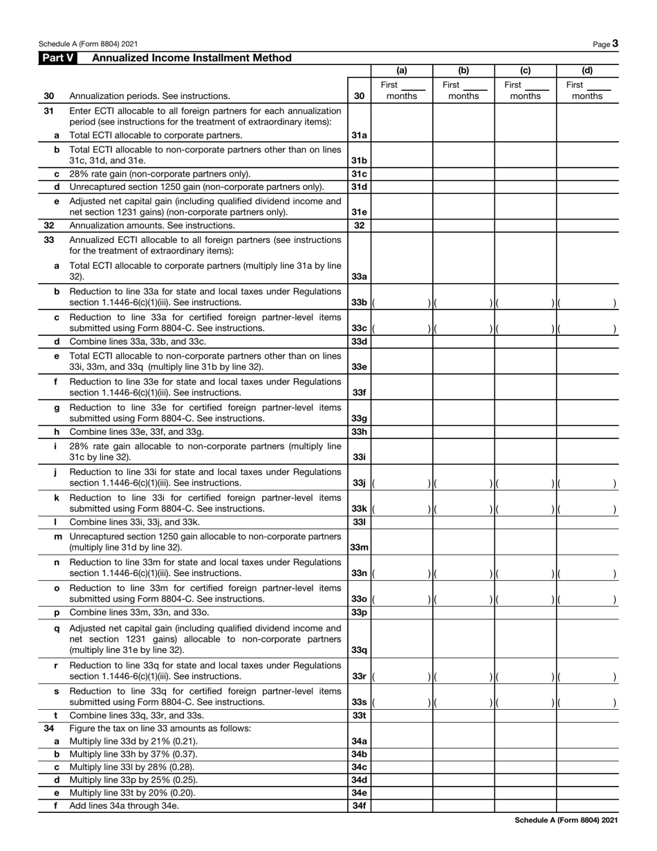 IRS Form 8804 Schedule A Penalty for Underpayment of Estimated Section 1446 Tax by Partnerships, Page 3
