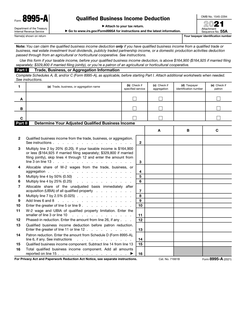IRS Form 8995-A Qualified Business Income Deduction, Page 1