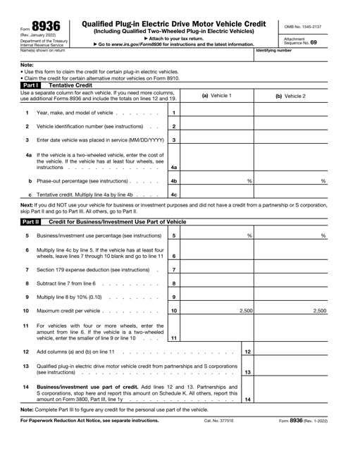 IRS Form 8936 Fill Out, Sign Online and Download Fillable PDF