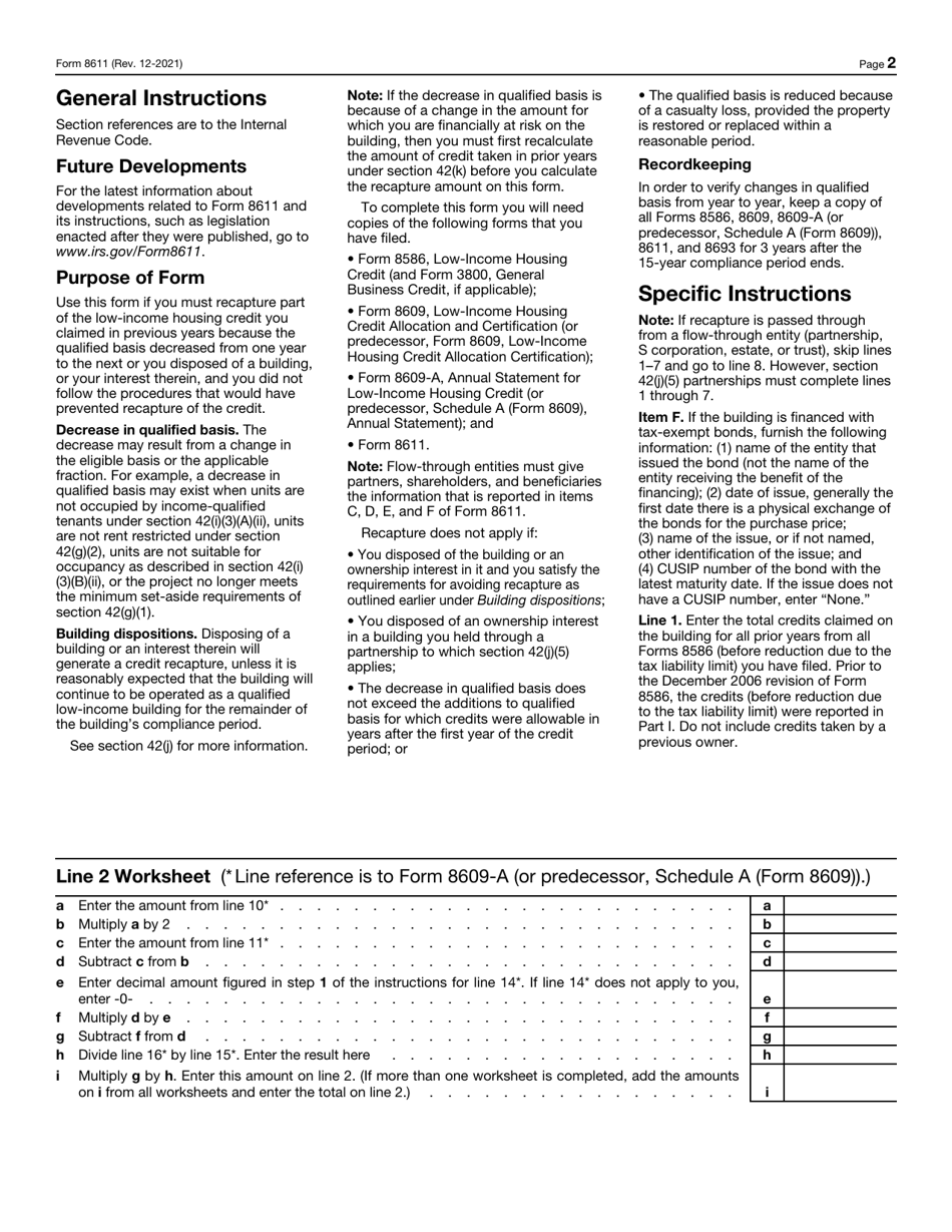 IRS Form 8611 Download Fillable PDF or Fill Online Recapture of Low ...