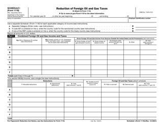 IRS Form 1118 Schedule I Reduction of Foreign Oil and Gas Taxes