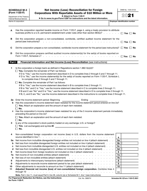 IRS Form 1120-F Schedule M-3 2021 Printable Pdf