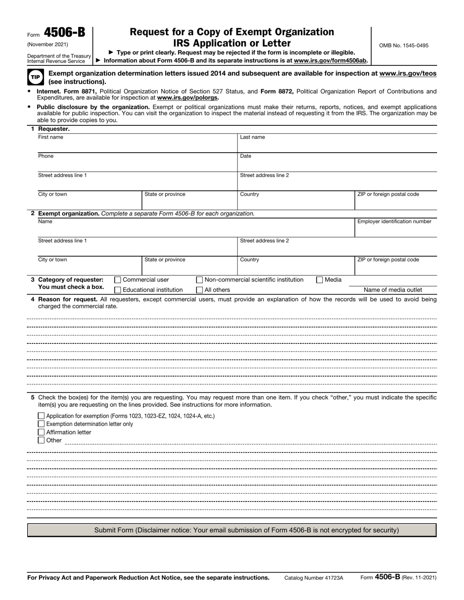 IRS Form 4506-B - Fill Out, Sign Online And Download Fillable PDF ...