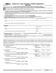 Document preview: IRS Form 4506-A Request for Public Inspection or Copy of Exempt or Political Organization IRS Form