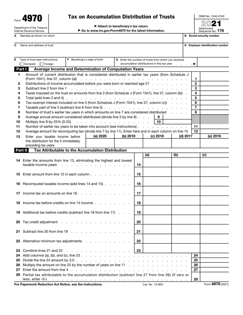 IRS Form 4970 2021 Printable Pdf