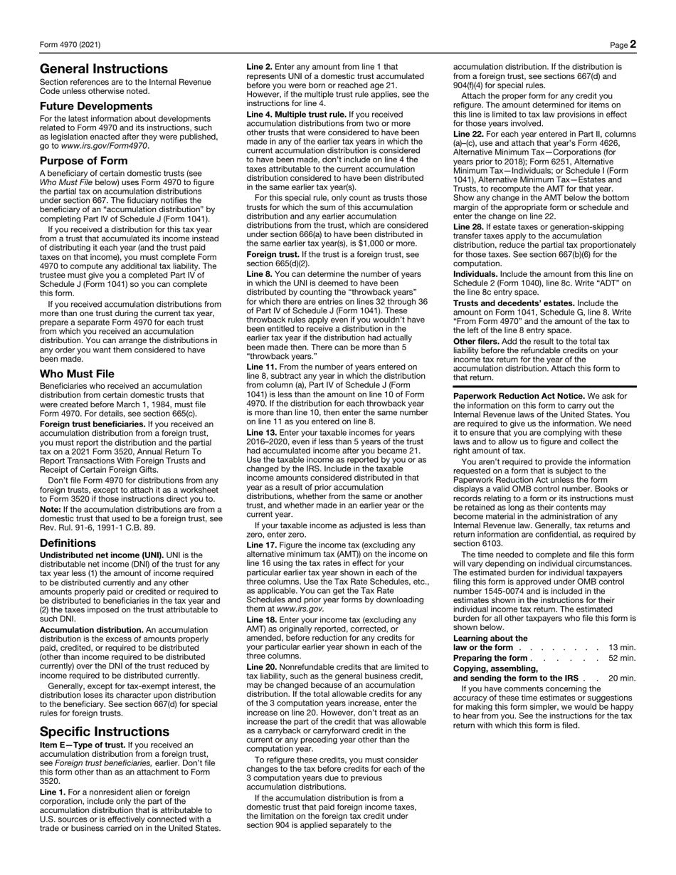 IRS Form 4970 Tax on Accumulation Distribution of Trusts, Page 2