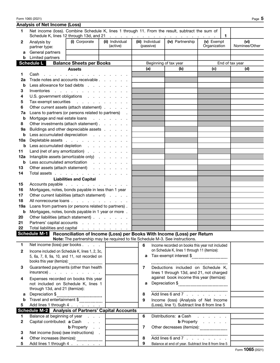 IRS Form 1065 U.S. Return of Partnership Income, Page 5