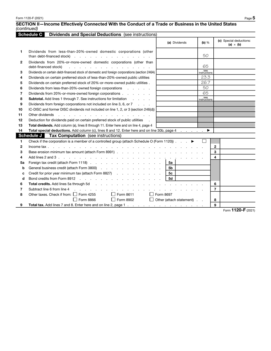 IRS Form 1120-F - 2021 - Fill Out, Sign Online and Download Fillable ...