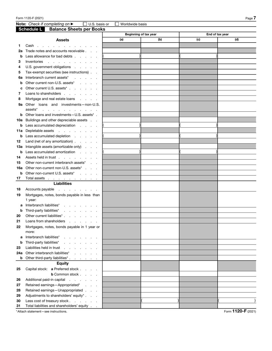 IRS Form 1120-F - 2021 - Fill Out, Sign Online and Download Fillable ...