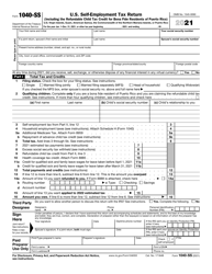 Document preview: IRS Form 1040-SS U.S. Self-employment Tax Return (Including the Additional Child Tax Credit for Bona Fide Residents of Puerto Rico)