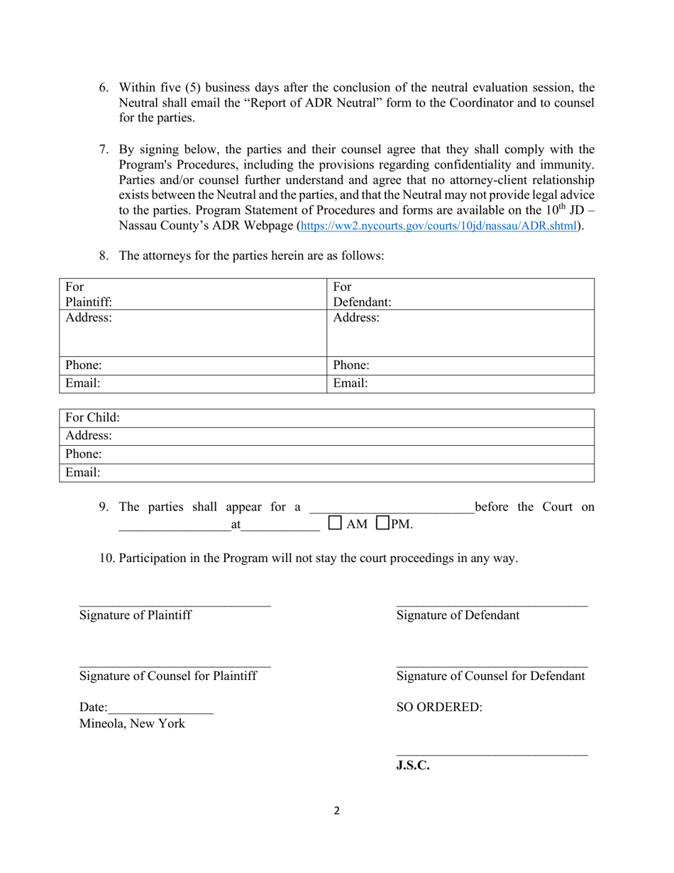 Order of Reference - Matrimonial Special Master / Neutral Evaluation Program - Nassau County, New York, Page 2