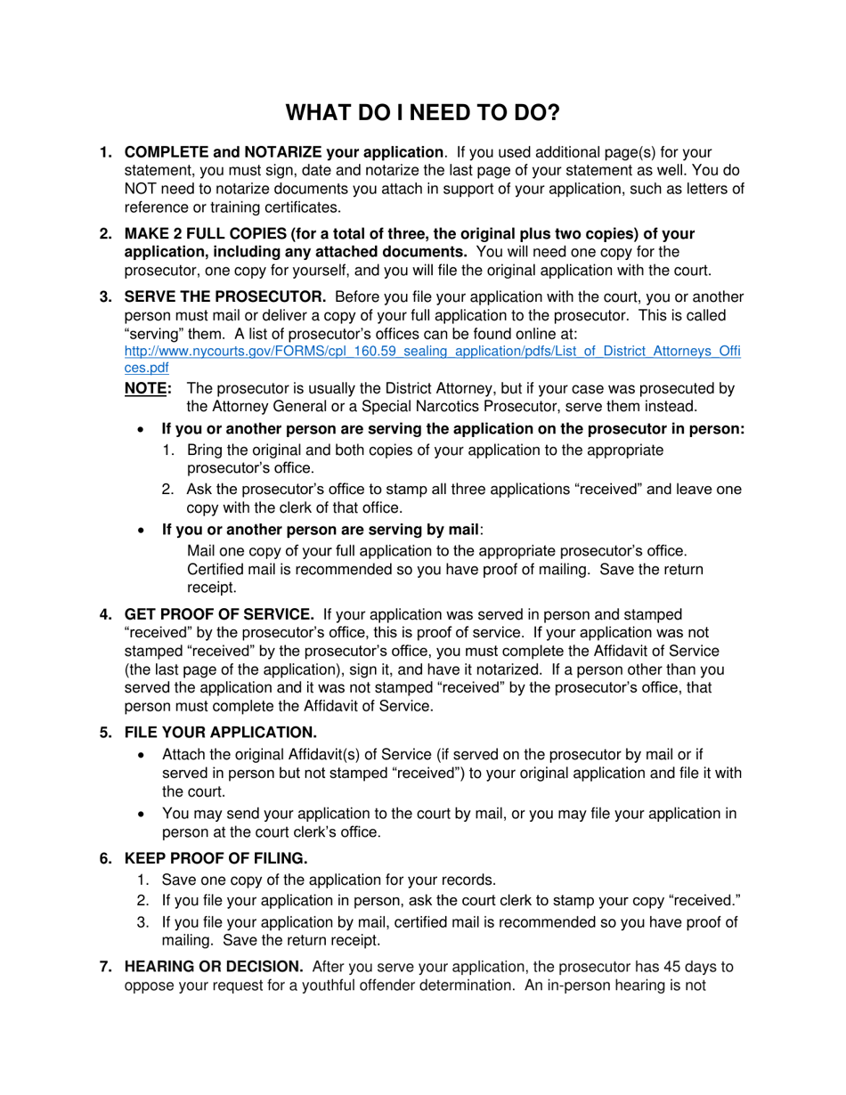 Application for Youthful Offender Determination [cpl 720.20(5)] With Affidavit of Service - New York, Page 3