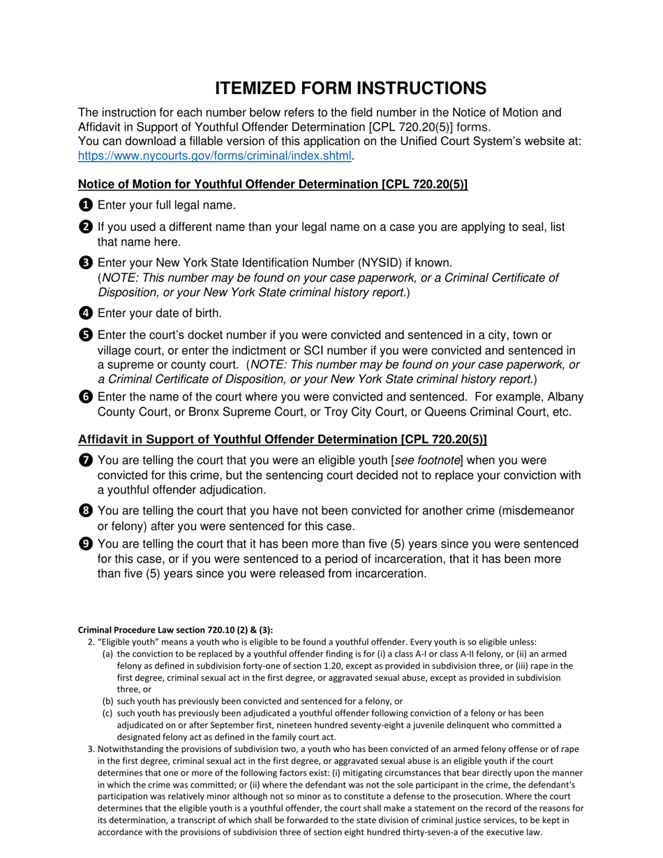Application for Youthful Offender Determination [cpl 720.20(5)] With Affidavit of Service - New York, Page 5