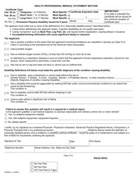 Form PS2005 Application for Disability Parking Certificate - Minnesota, Page 2