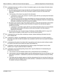Form AD899D Statement of Understanding - Alleged Parent of an Indian Child Who Is Detained, a Juvenile Court Dependent in out-Of-Home Care, or the Ward of a Legal Guardian - California, Page 6