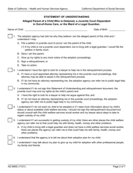 Form AD885D Statement of Understanding Agency Adoptions Program - California, Page 2