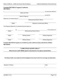 Form AD885D Statement of Understanding Agency Adoptions Program - California, Page 7
