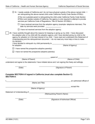 Form AD899A Statement of Understanding - Parent or Presumed Parent of an Indian Child Who Is Detained, a Juvenile Court Dependent in out-Of-Home Care, or the Ward of a Legal Guardian - California, Page 7