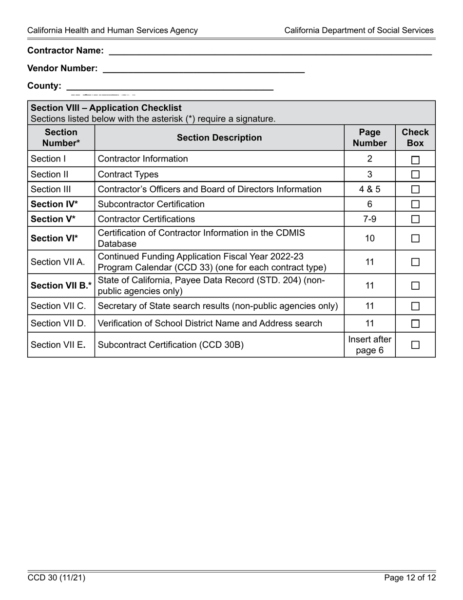 Form CCD30 Continued Funding Application - California, Page 12