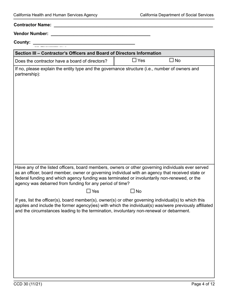 Form CCD30 Continued Funding Application - California, Page 4