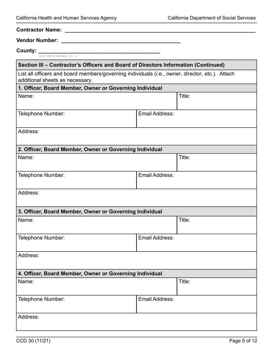 Form CCD30 Continued Funding Application - California, Page 5