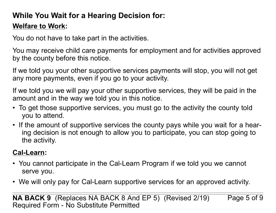 Form CF377.9LP Notice of Back CalFresh Benefits (Large Print) - California, Page 5