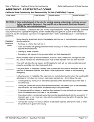 Form CW86 Agreement - Restricted Account - California Work Opportunity and Responsibility to Kids (Calworks) Program - California, Page 4