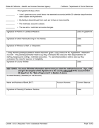 Form CW86 Agreement - Restricted Account - California Work Opportunity and Responsibility to Kids (Calworks) Program - California, Page 5