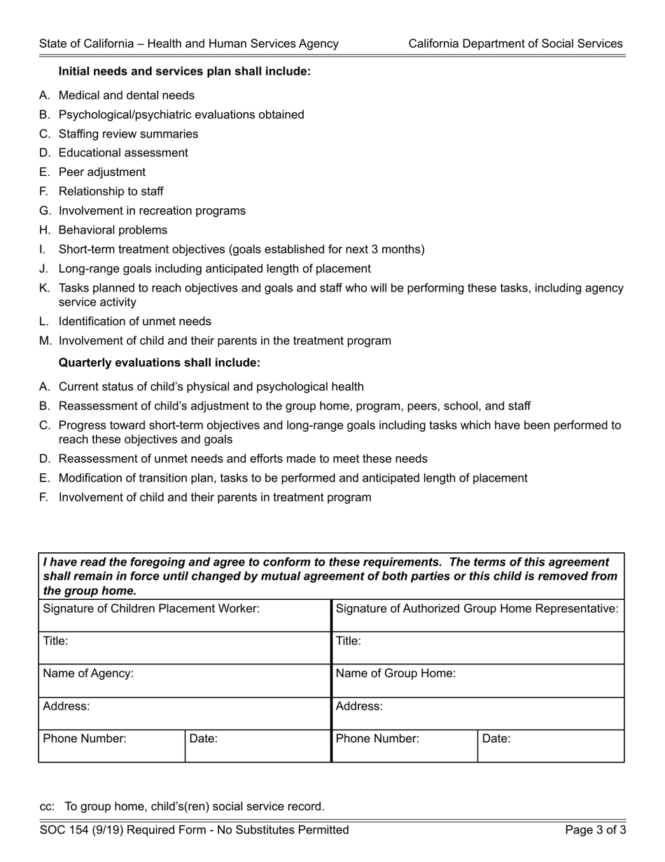 Form SOC154 Download Fillable PDF or Fill Online Agency - Group Home ...