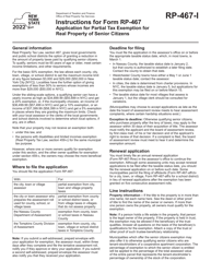 Document preview: Instructions for Form RP-467 Application for Partial Tax Exemption for Real Property of Senior Citizens - New York
