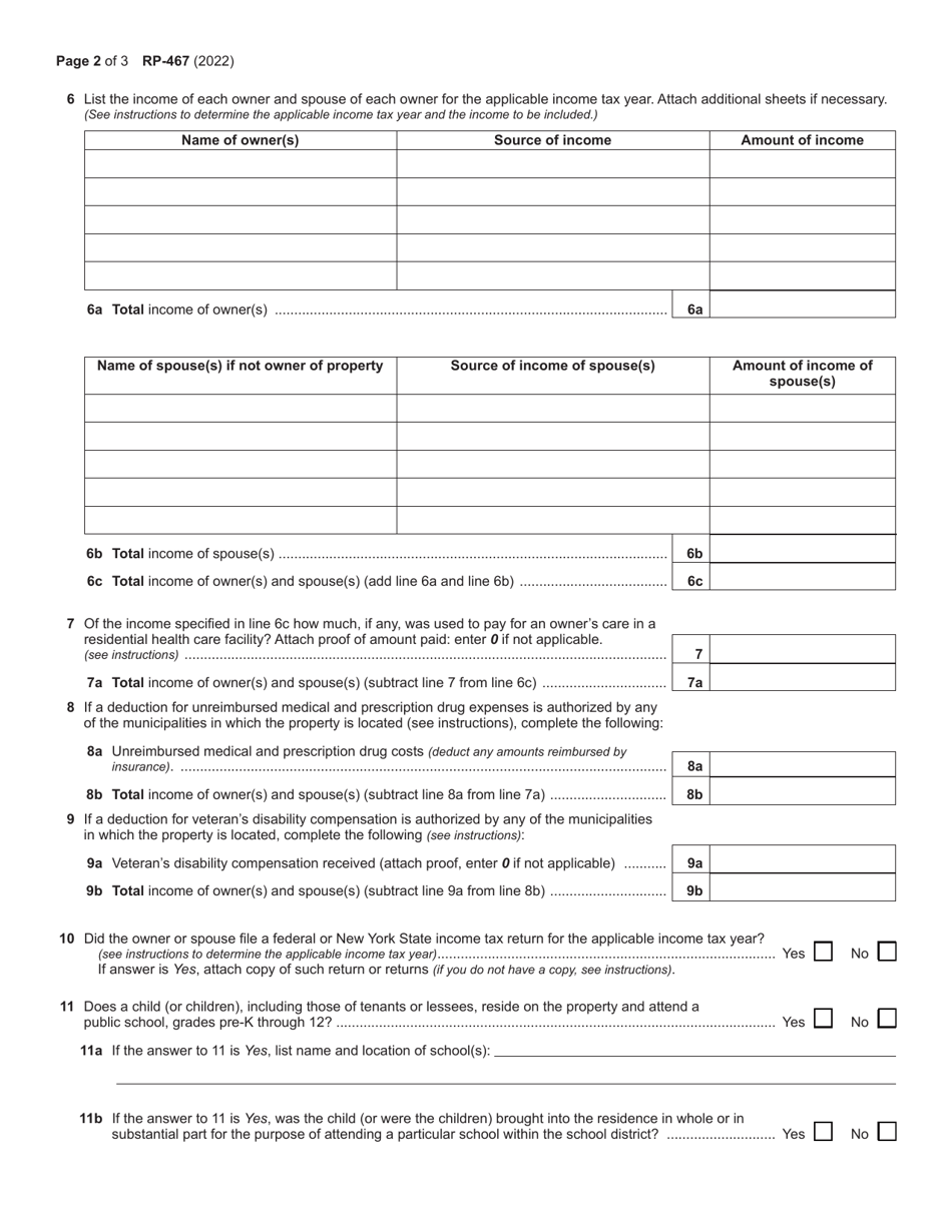 Form RP-467 - 2022 - Fill Out, Sign Online and Download Fillable PDF ...