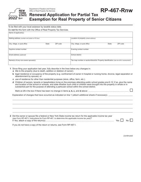 Form RP-467-RNW 2022 Printable Pdf
