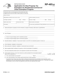 Document preview: Form RP-485-A Application for Real Property Tax Exemption for Residential-Commercial Urban Exemption Program - New York