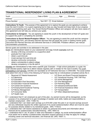 Form TILP1 Transitional Independent Living Plan &amp; Agreement - California