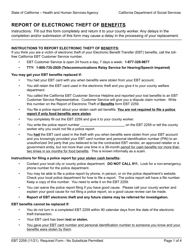 Form EBT2259 Report of Electronic Theft of Benefits - California