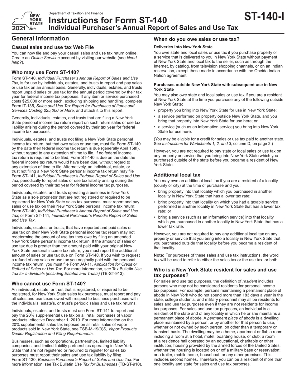 St 108e Form.pdf Download Instructions for Form ST-140 Individual Purchaser's Annual ...