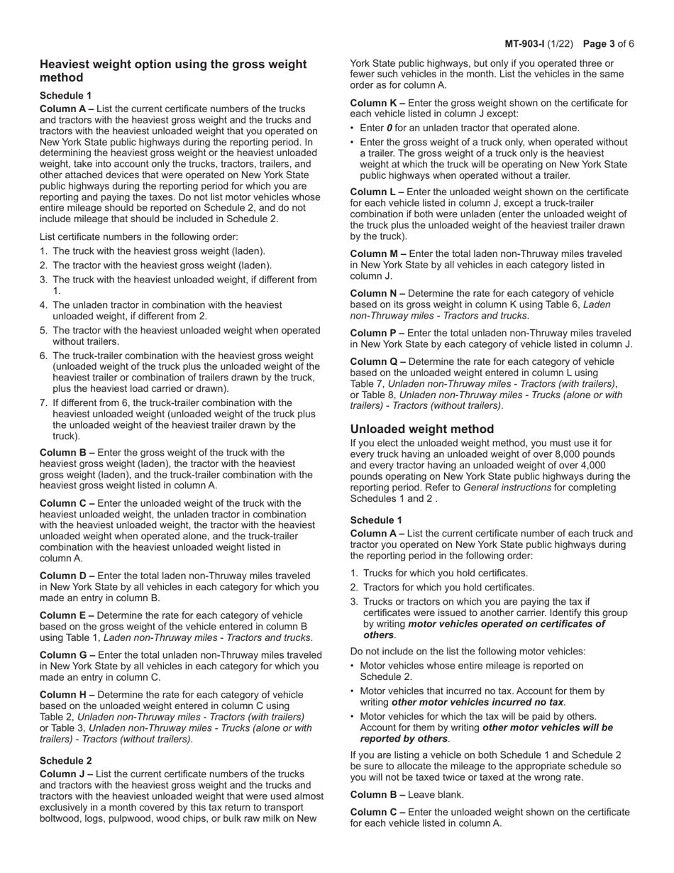 Download Instructions For Form Mt 903 Highway Use Tax Return Pdf