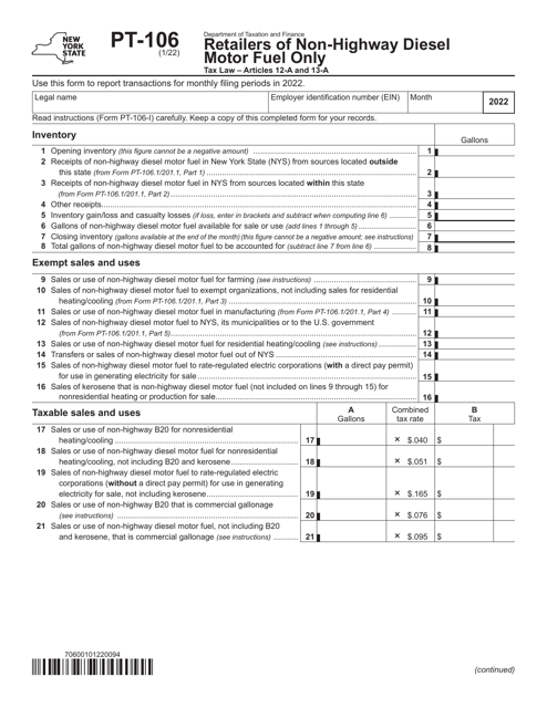 Form PT-106 2022 Printable Pdf